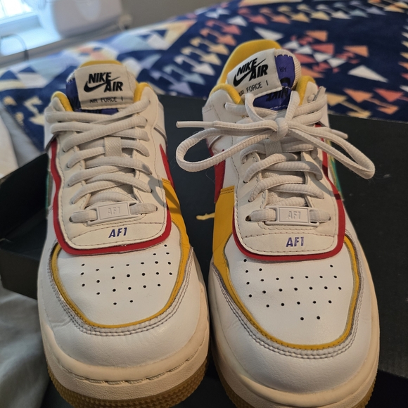 Nike Air Force 1 Shadow Multi Color Women's Shoes White CI0919-118 Size 8.5US - Picture 2 of 12